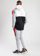 Load image into Gallery viewer, GK Lombardi Poly Zip Through Tracksuit Top - Black/White/Grey Marl/Red
